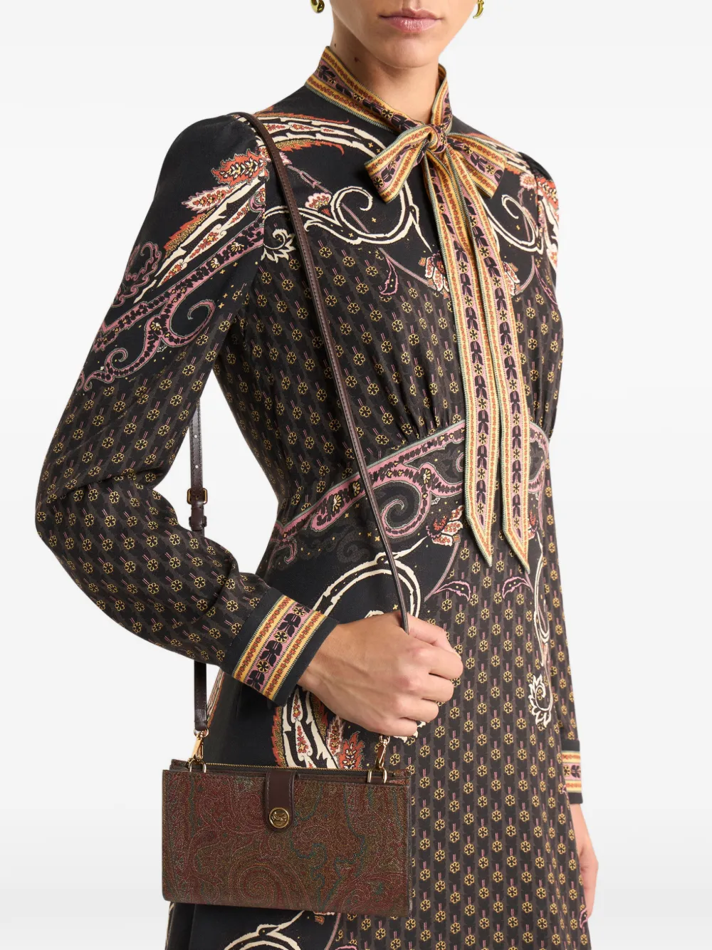 ETRO Arnica paisley shoulder-strap wallet - Bruin
