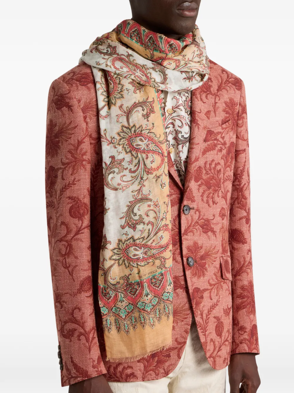 ETRO floral paisley scarf Beige