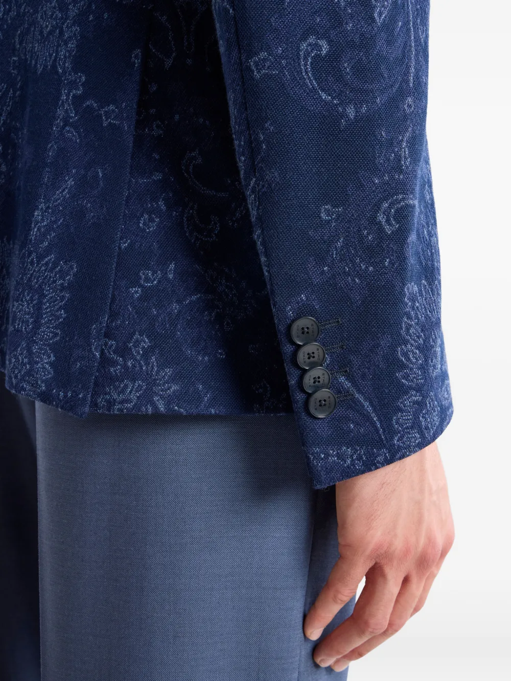 ETRO floral jacquard single-breasted jacket Blauw
