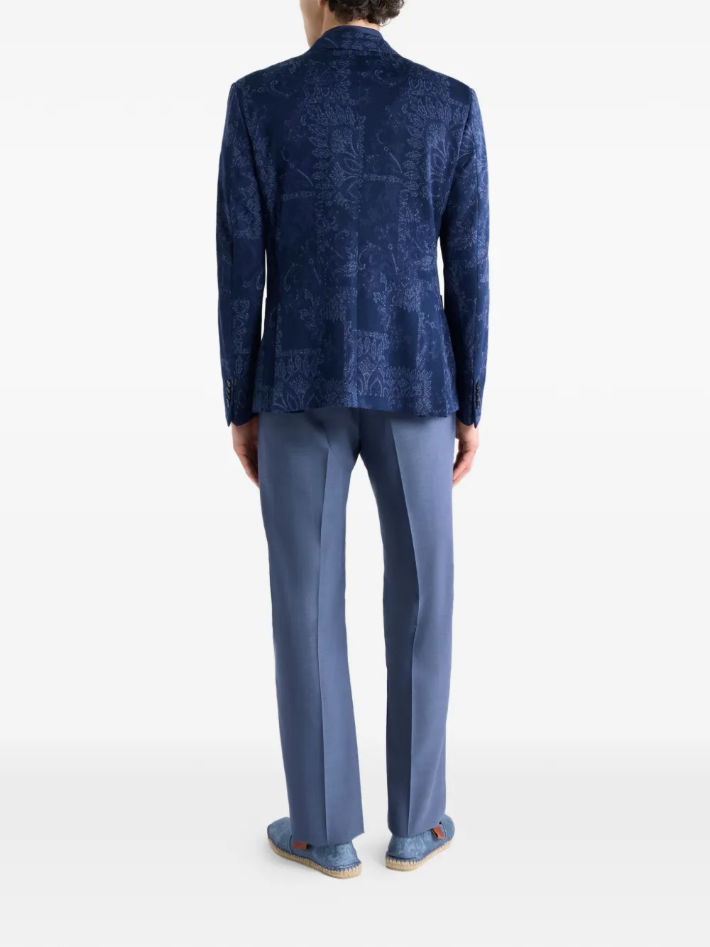 ETRO floral jacquard single-breasted jacket Blauw