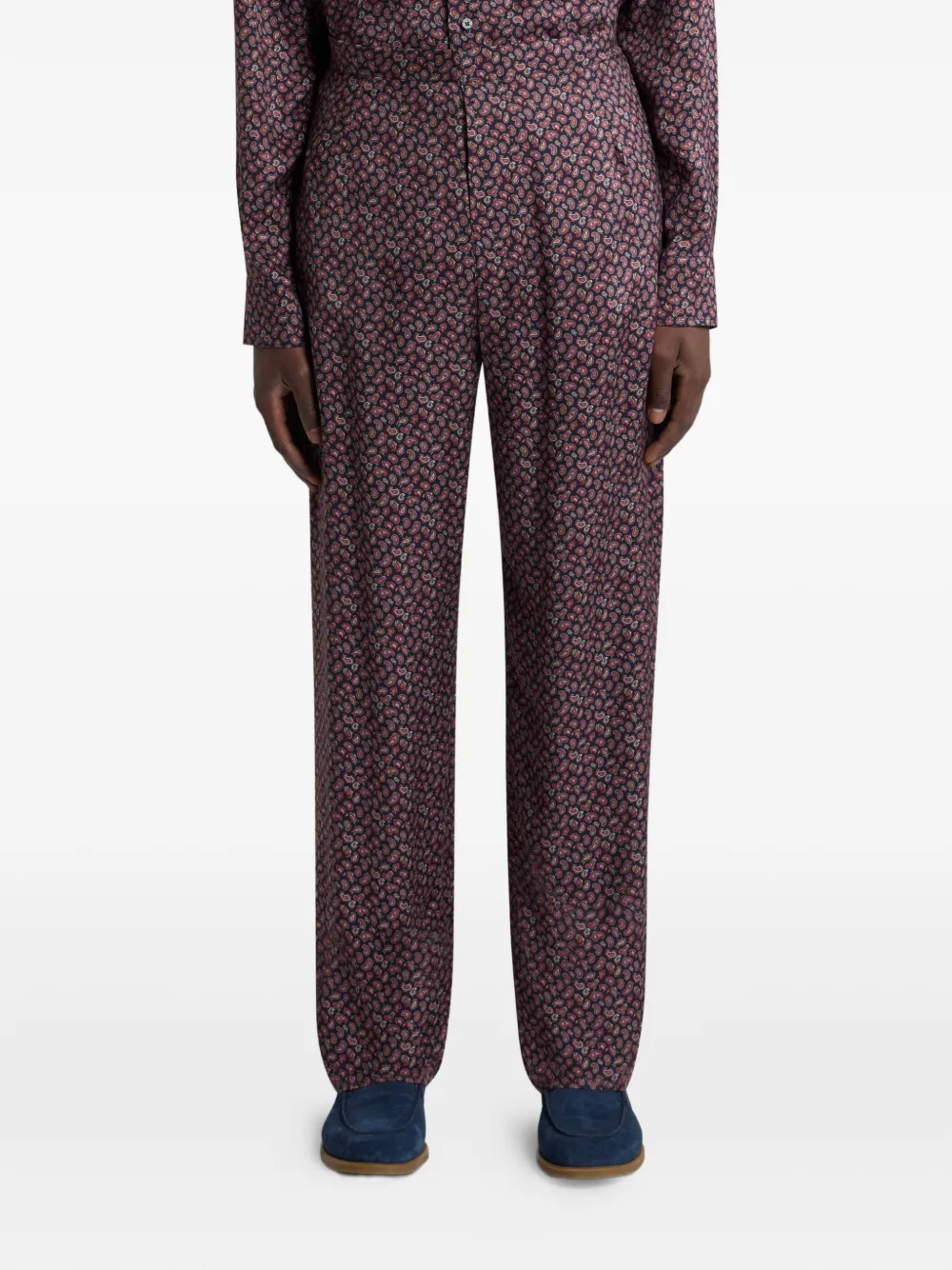 ETRO micro paisley motif trousers Blauw