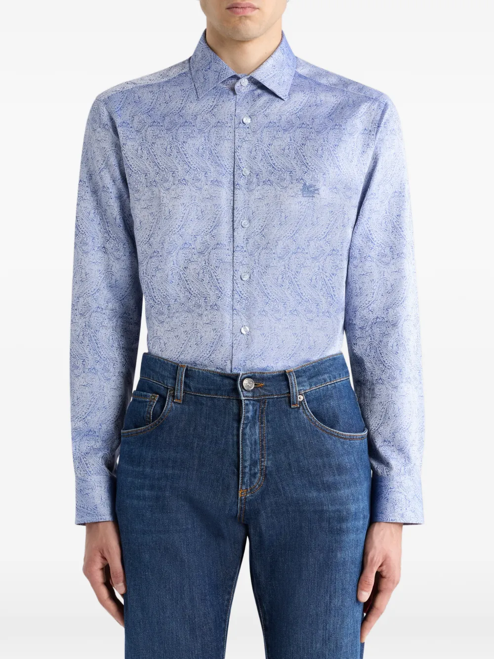 ETRO jacquard paisley motif shirt - Blauw