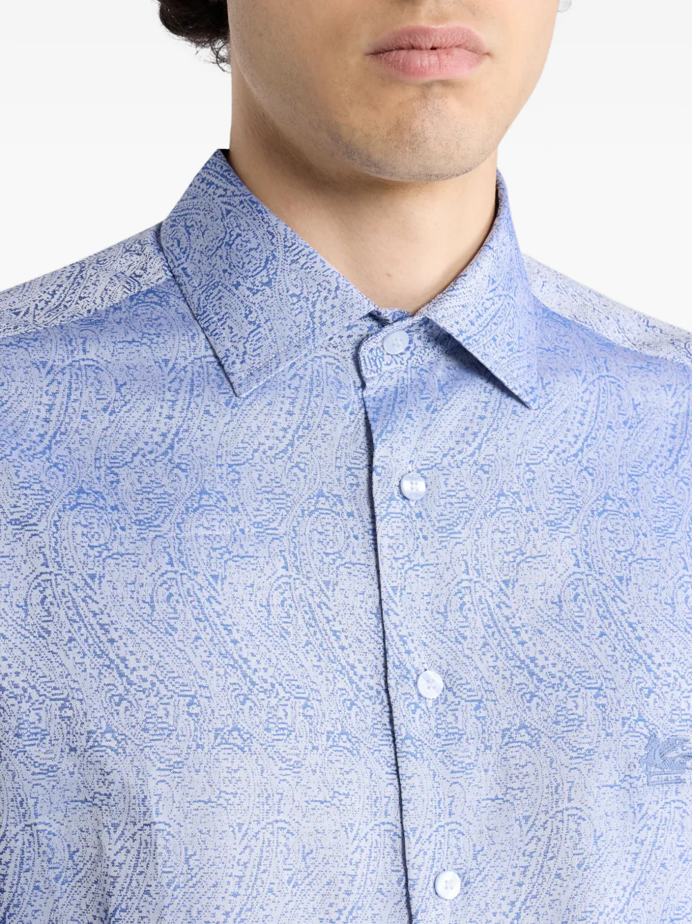 ETRO jacquard paisley motif shirt Blauw