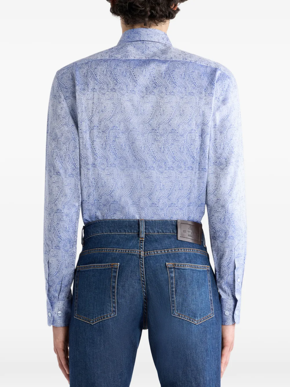 ETRO jacquard paisley motif shirt Blauw