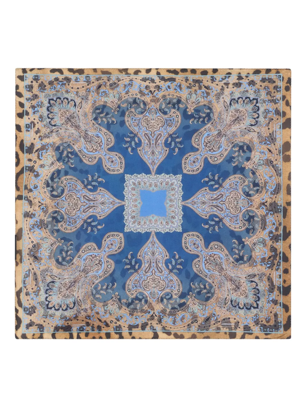 ETRO animal-print paisley silk pocket square - Blauw