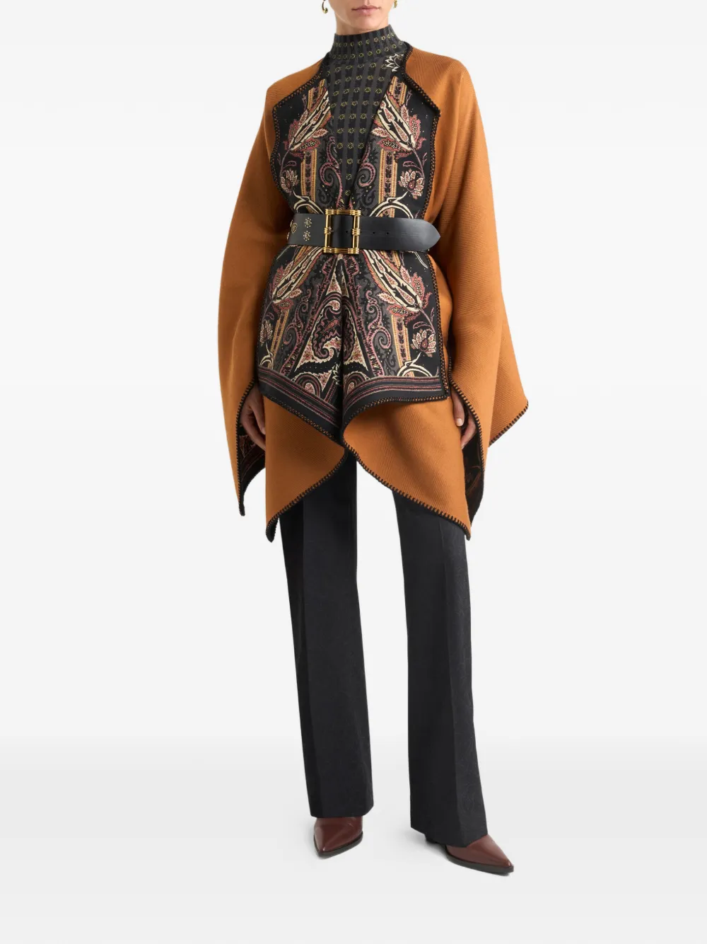  Etro Reversible Patterned Cloth Cape - Brown 