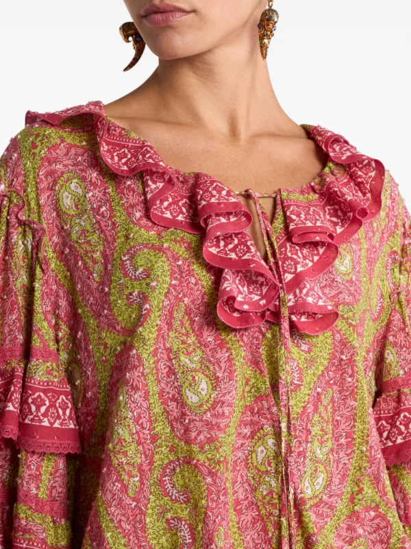 Etro Ruffled Paisley-print Mini Dress - Pink