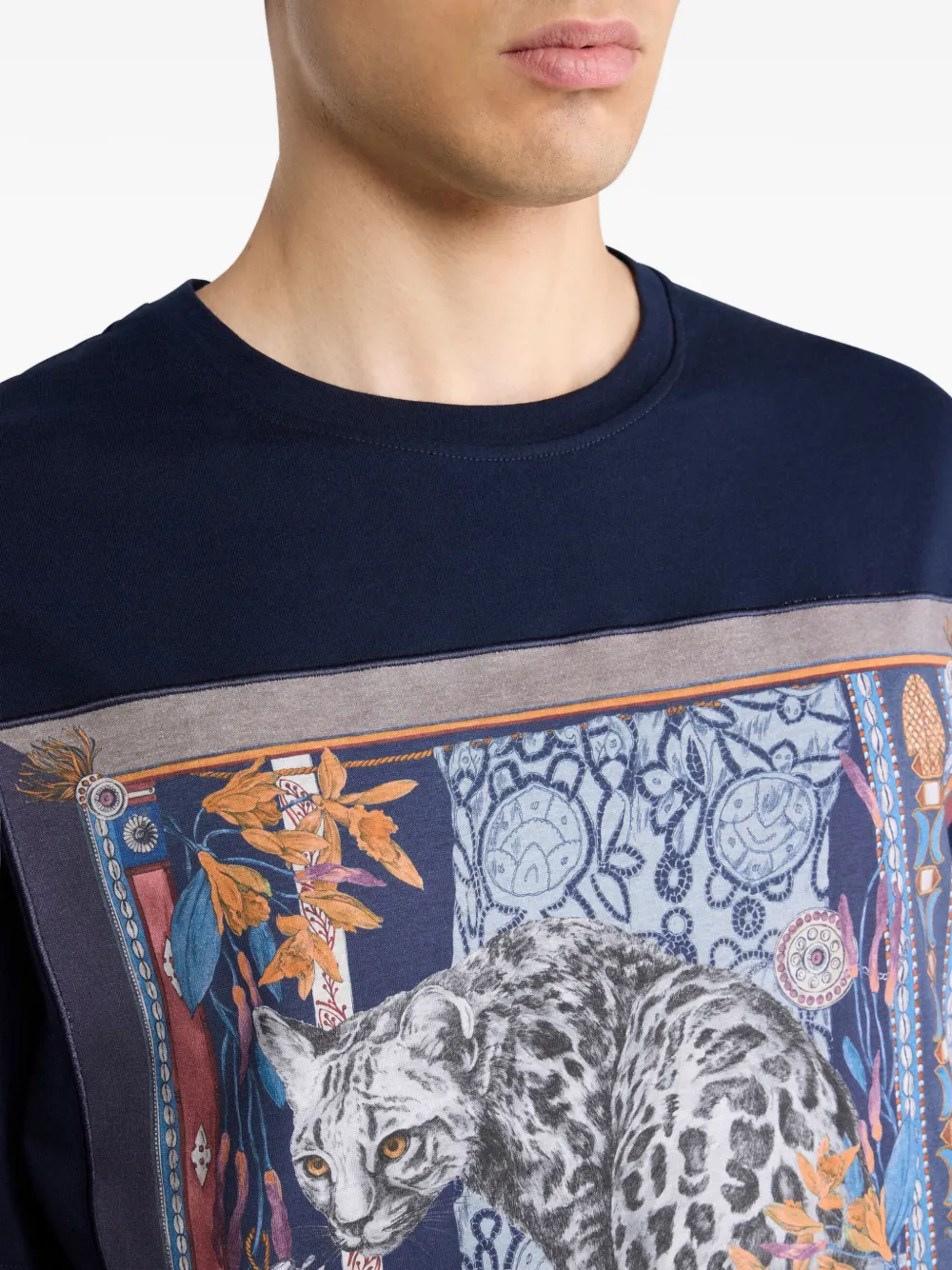 ETRO Katoenen T-shirt met luipaard-print Blauw