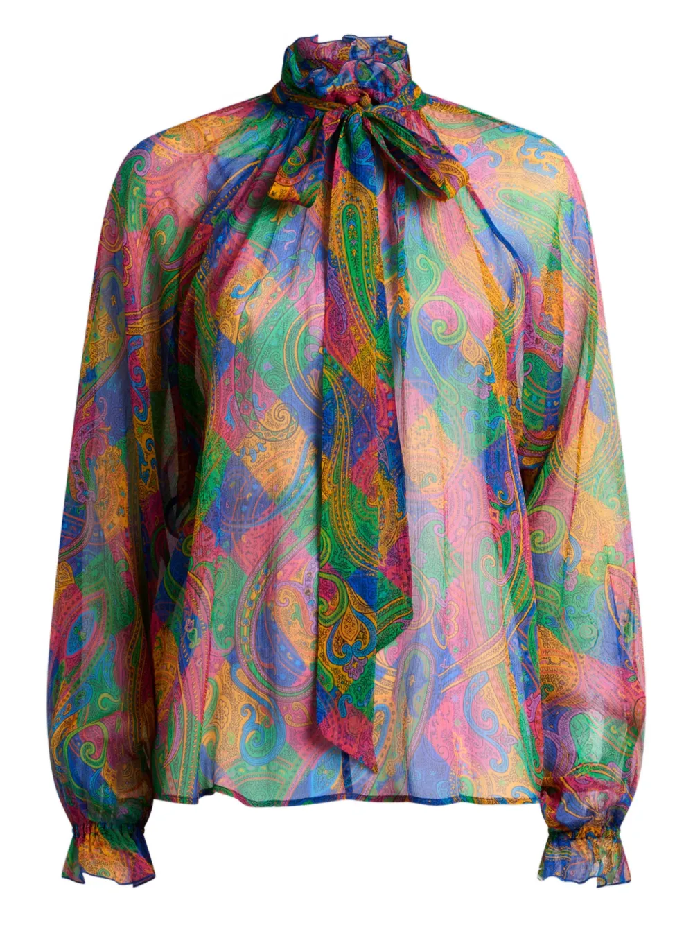 ETRO geometric paisley silk top - Verde