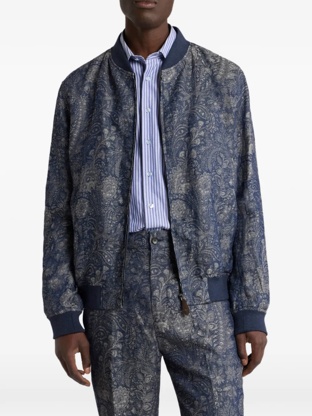 ETRO jacquard paisley bomber jacket - Blu