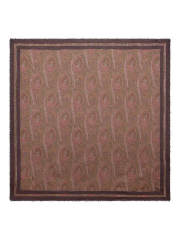 Etro Floral Paisley Cashmere Shawl in Brown