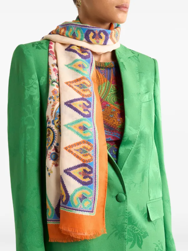 ETRO フローラル ペイズリー ジャカード スカーフ | ニュートラル