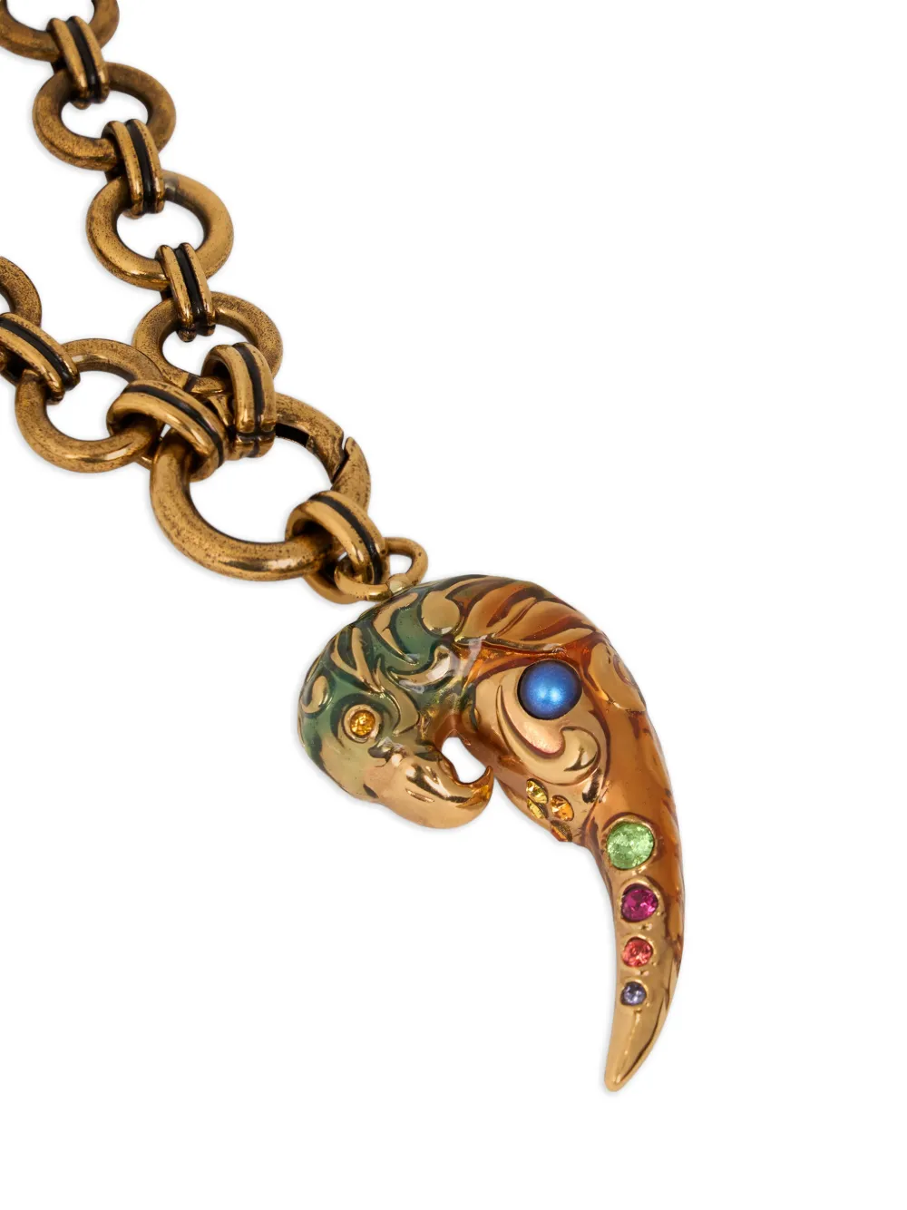 ETRO Necklace with Paisley Parrot and Crystals in Gold, view 2