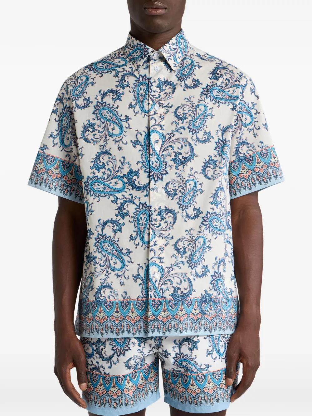 ETRO Katoenen overhemd met paisley-bloemenprint Beige