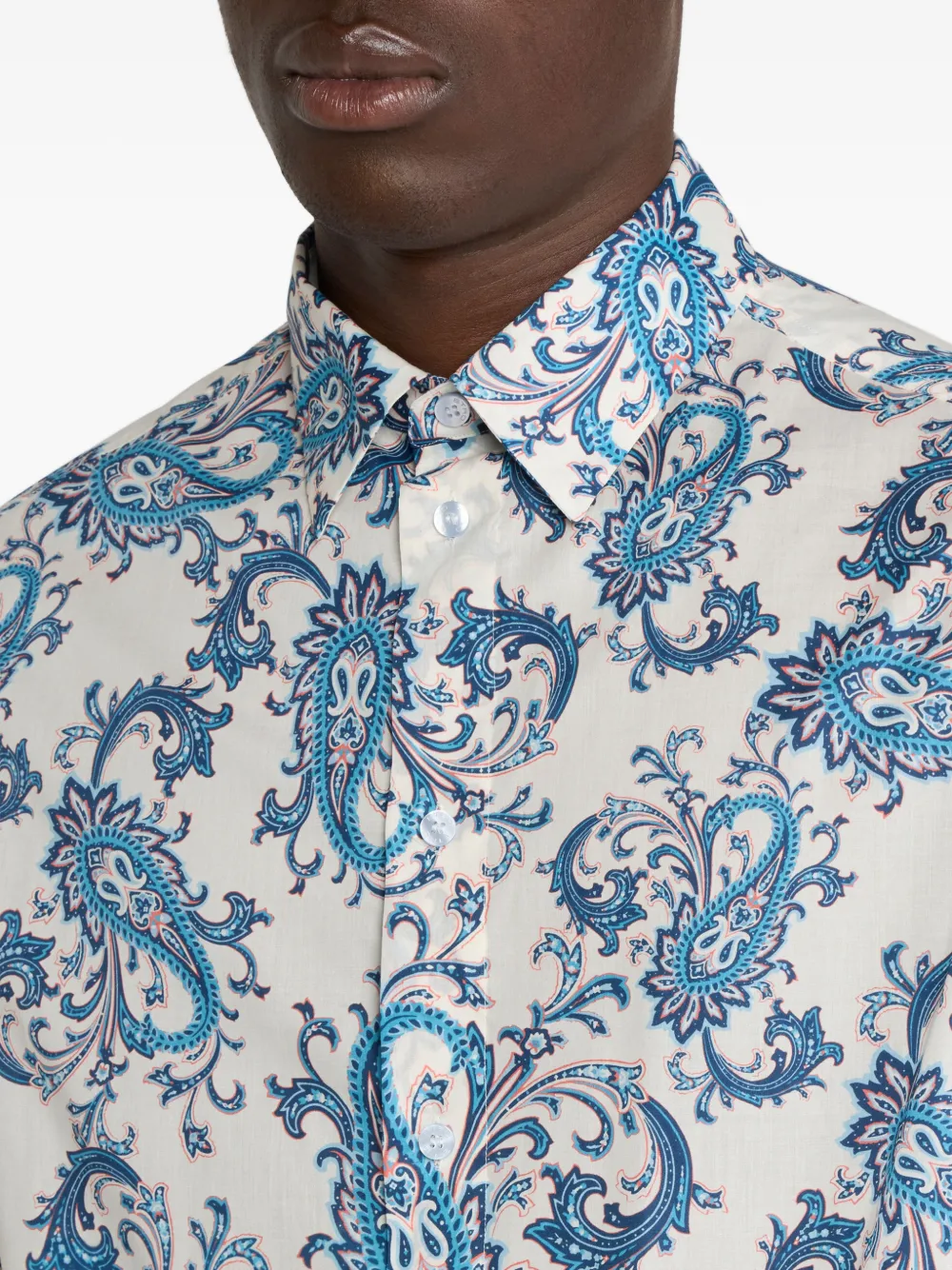 ETRO Katoenen overhemd met paisley-bloemenprint Beige