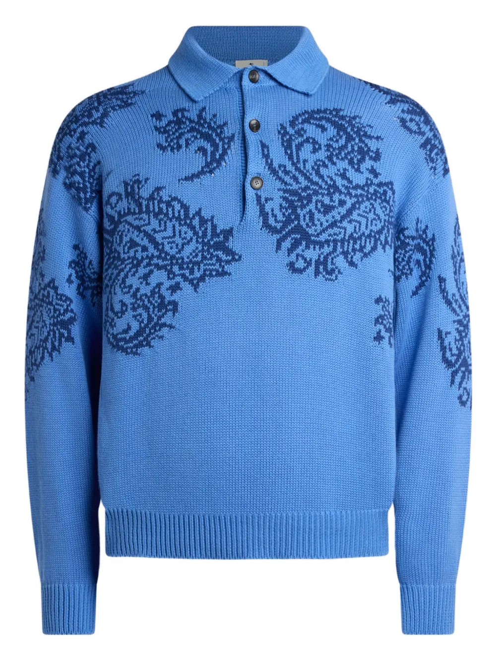 ETRO jacquard inlays polo sweater | Blue | Image 1