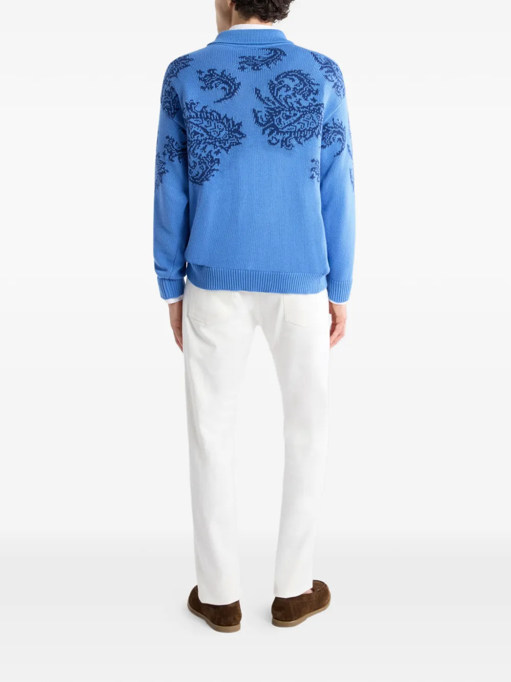 ETRO jacquard inlays polo sweater Blauw