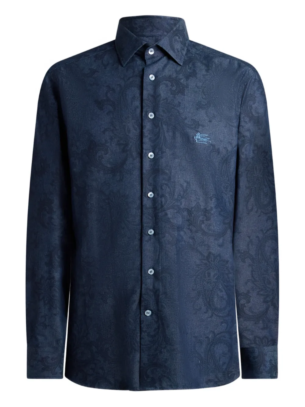 ETRO leafy paisley-motif denim shirt - Blue