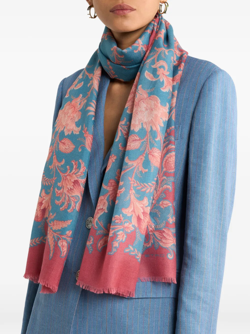  Etro Floral Scarf - Blue 