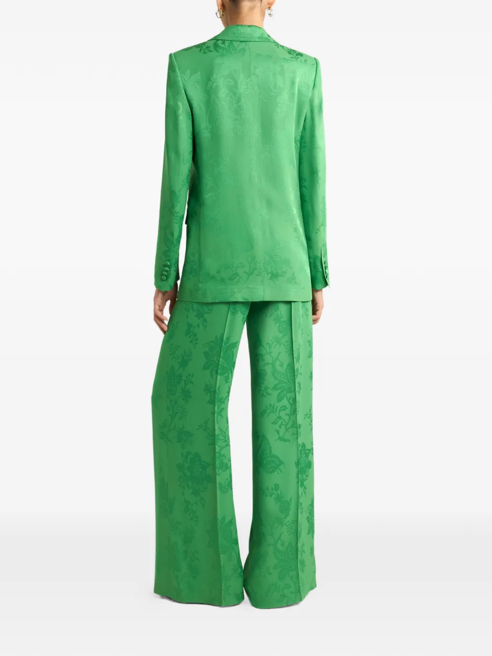 Etro Single-breasted Floral-motif Jacquard Blazer In Green