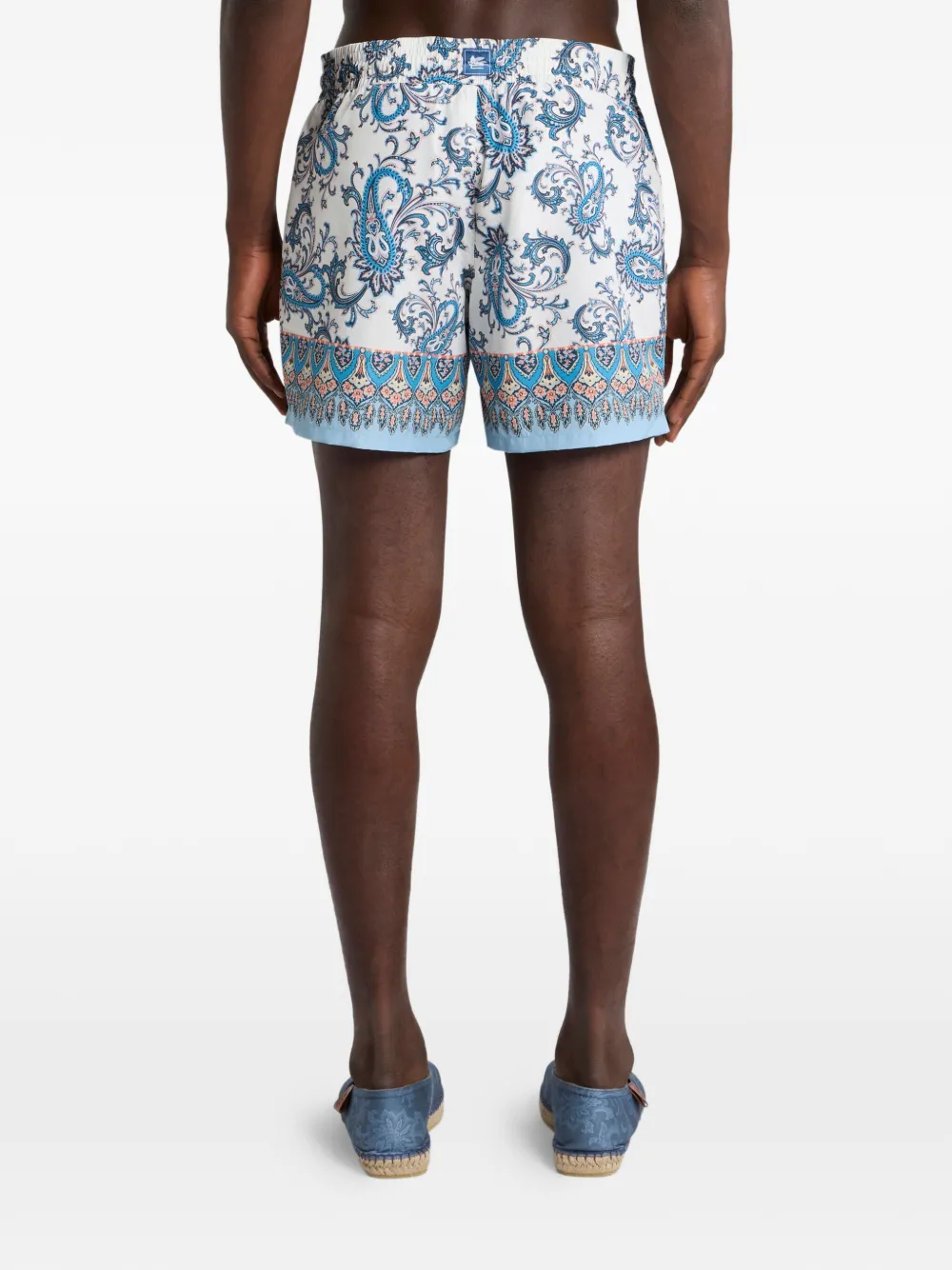Etro Swim Shorts With Placed Leafy Paisley Print In Blue