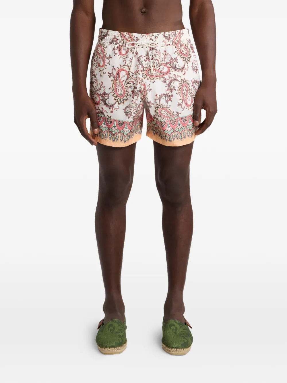 ETRO Leafy Paisley Print Swim Shorts Beige