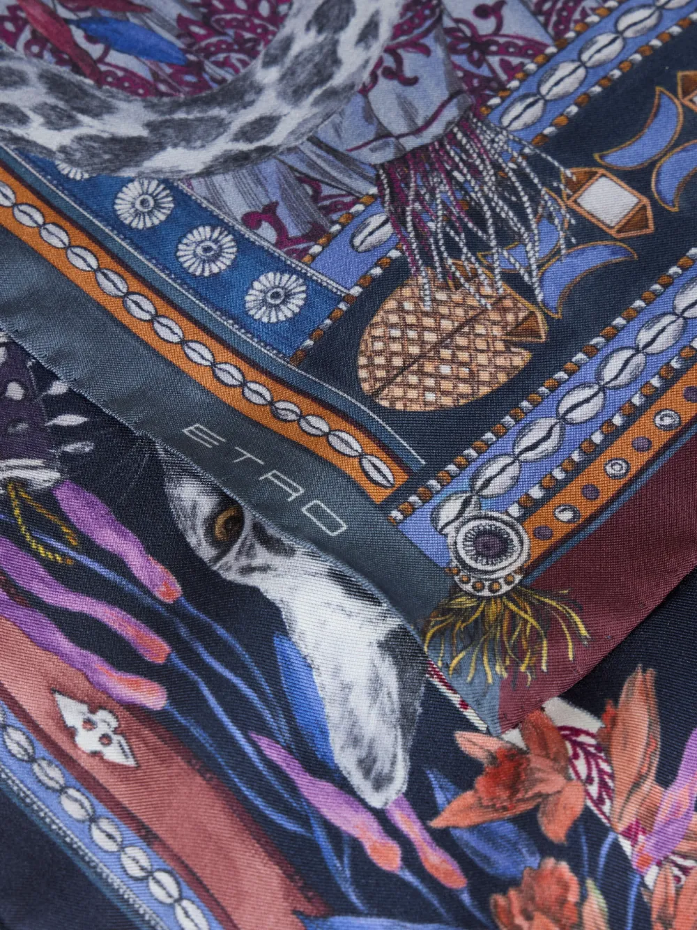 ETRO leopard print silk pocket square - Blauw