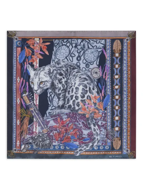 ETRO Lenço de bolso animal print em seda