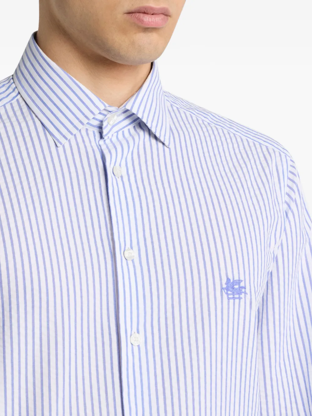 ETRO striped seersucker shirt Wit