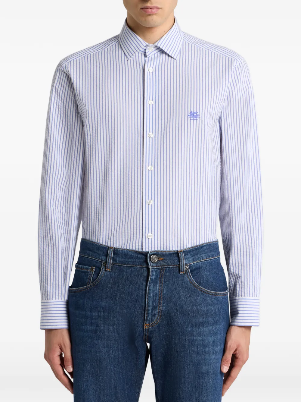 ETRO striped seersucker shirt - Wit
