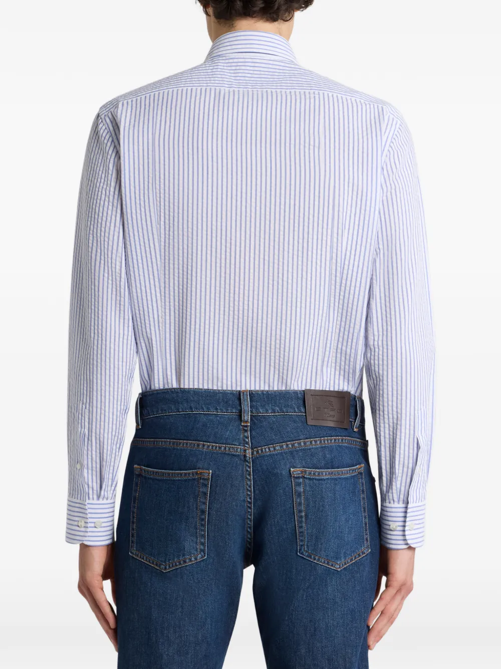 ETRO striped seersucker shirt Wit