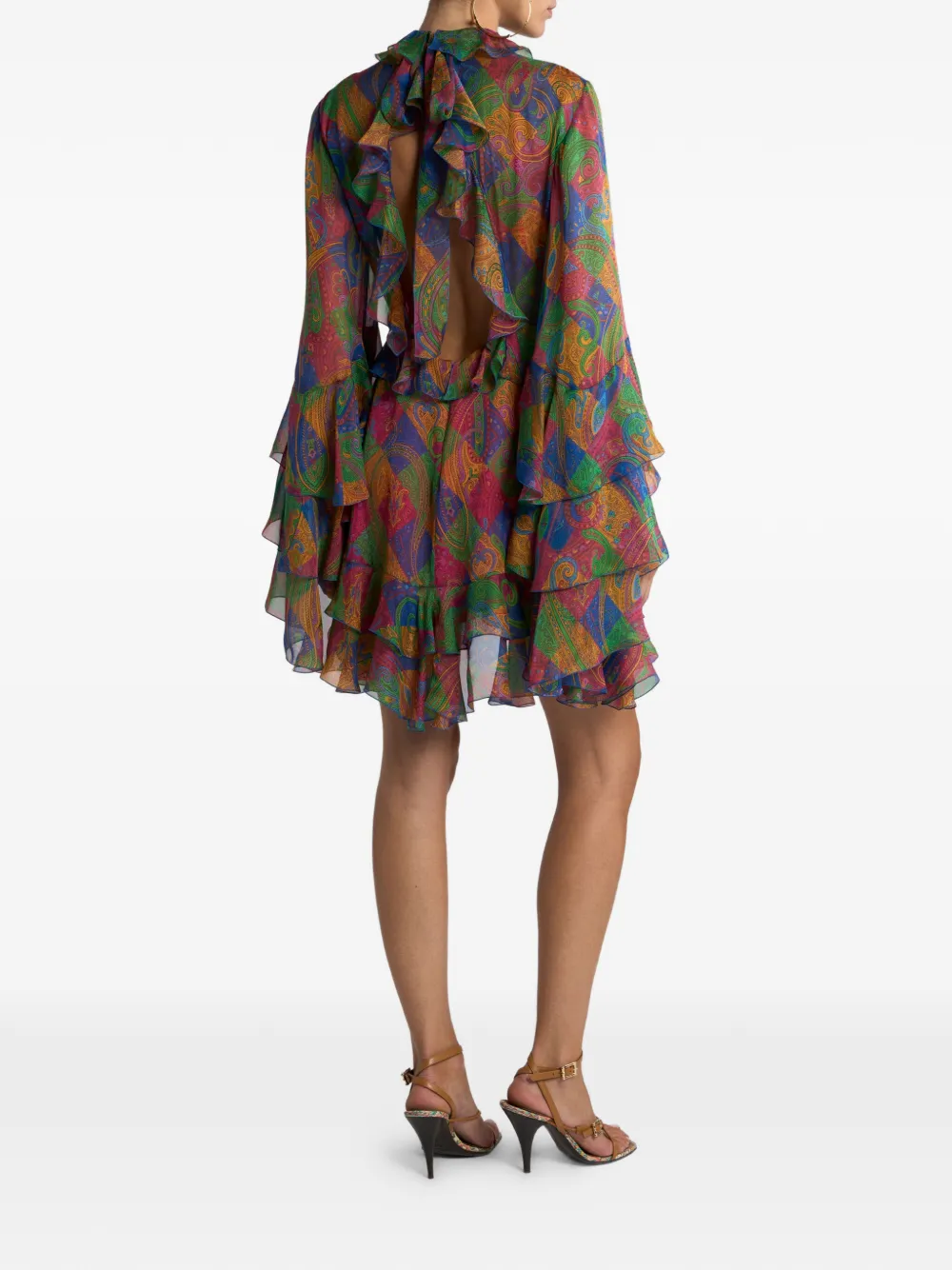 ETRO geometric paisley-motif mini dress Rood