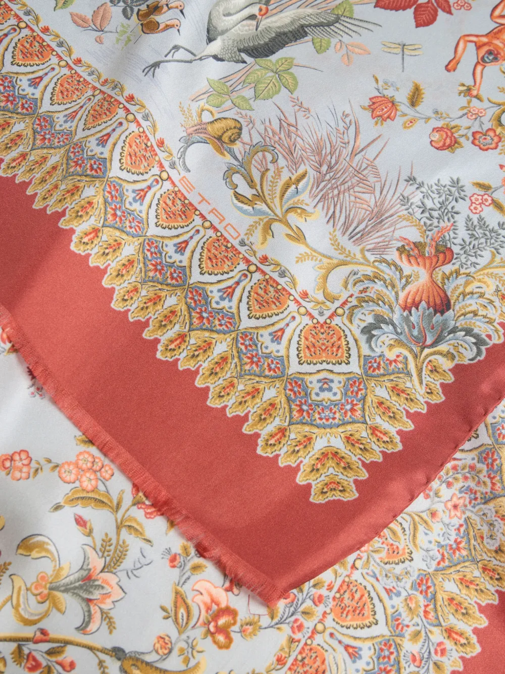 ETRO flora fauna silk scarf - Blauw