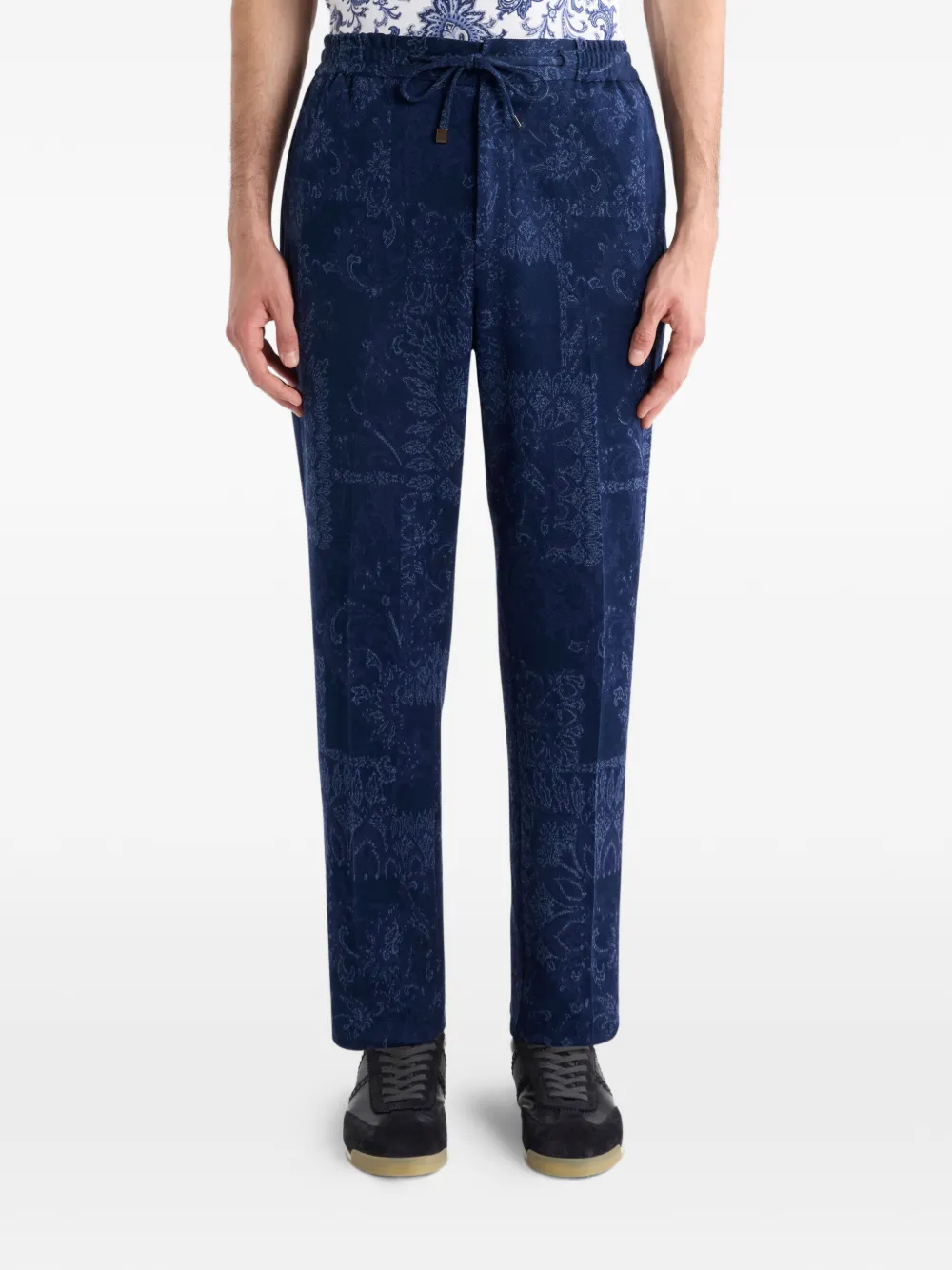  Etro Jacquard Floral Trousers - Blue 