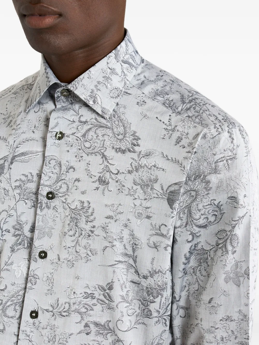 ETRO Overhemd met bloemen- en paisley-print Grijs