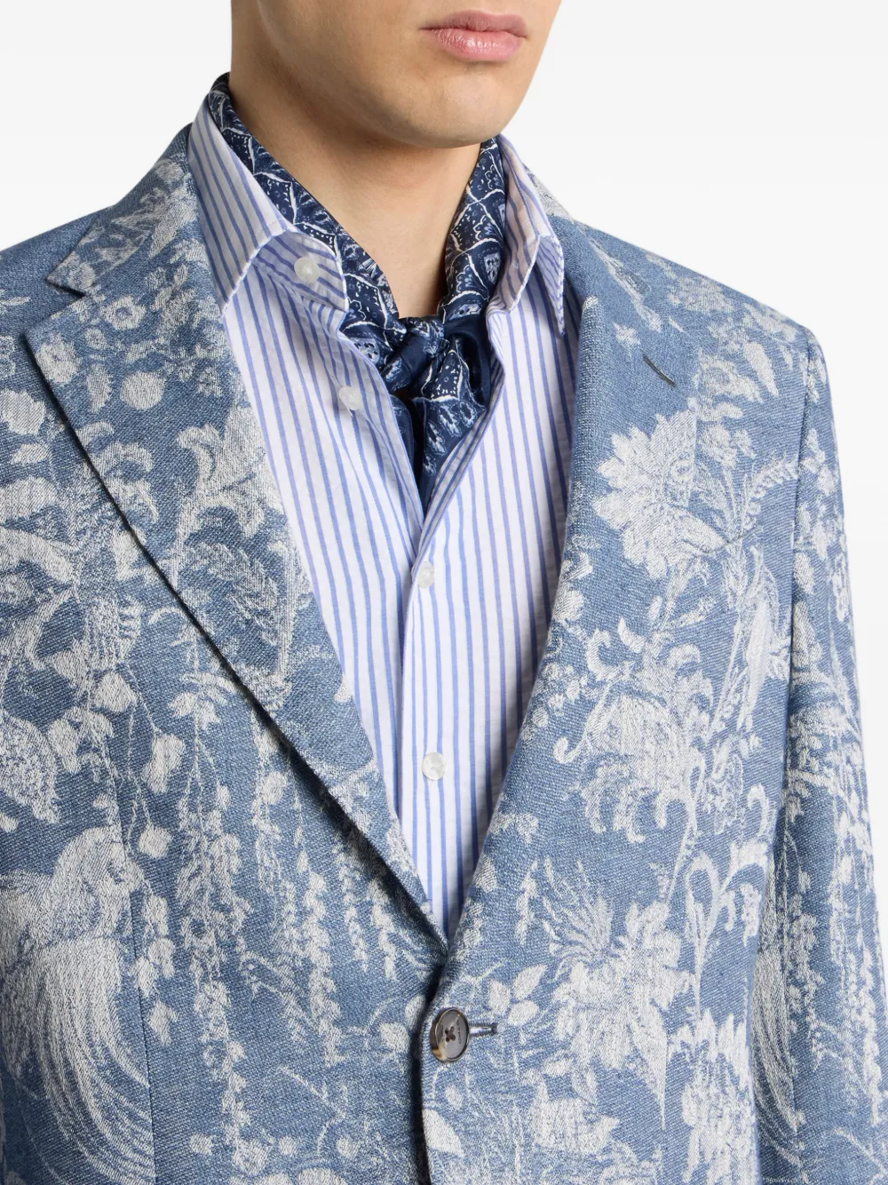 ETRO jacquard floral cotton jacket Blauw