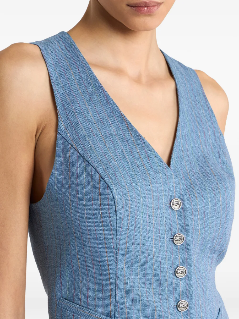 ETRO Gestreept gilet met knopen Blauw