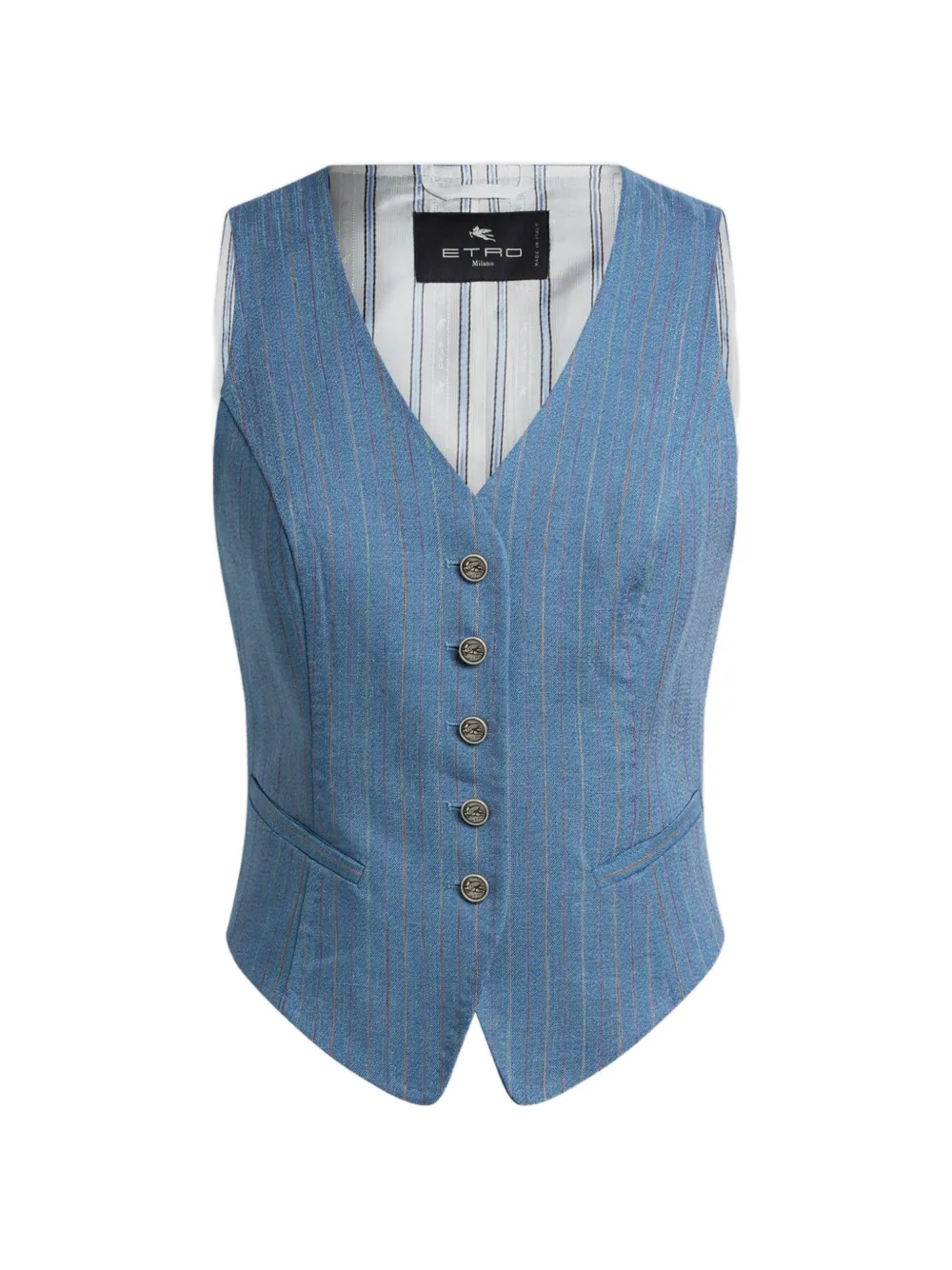 ETRO striped pegaso buttons waistcoat - Blue