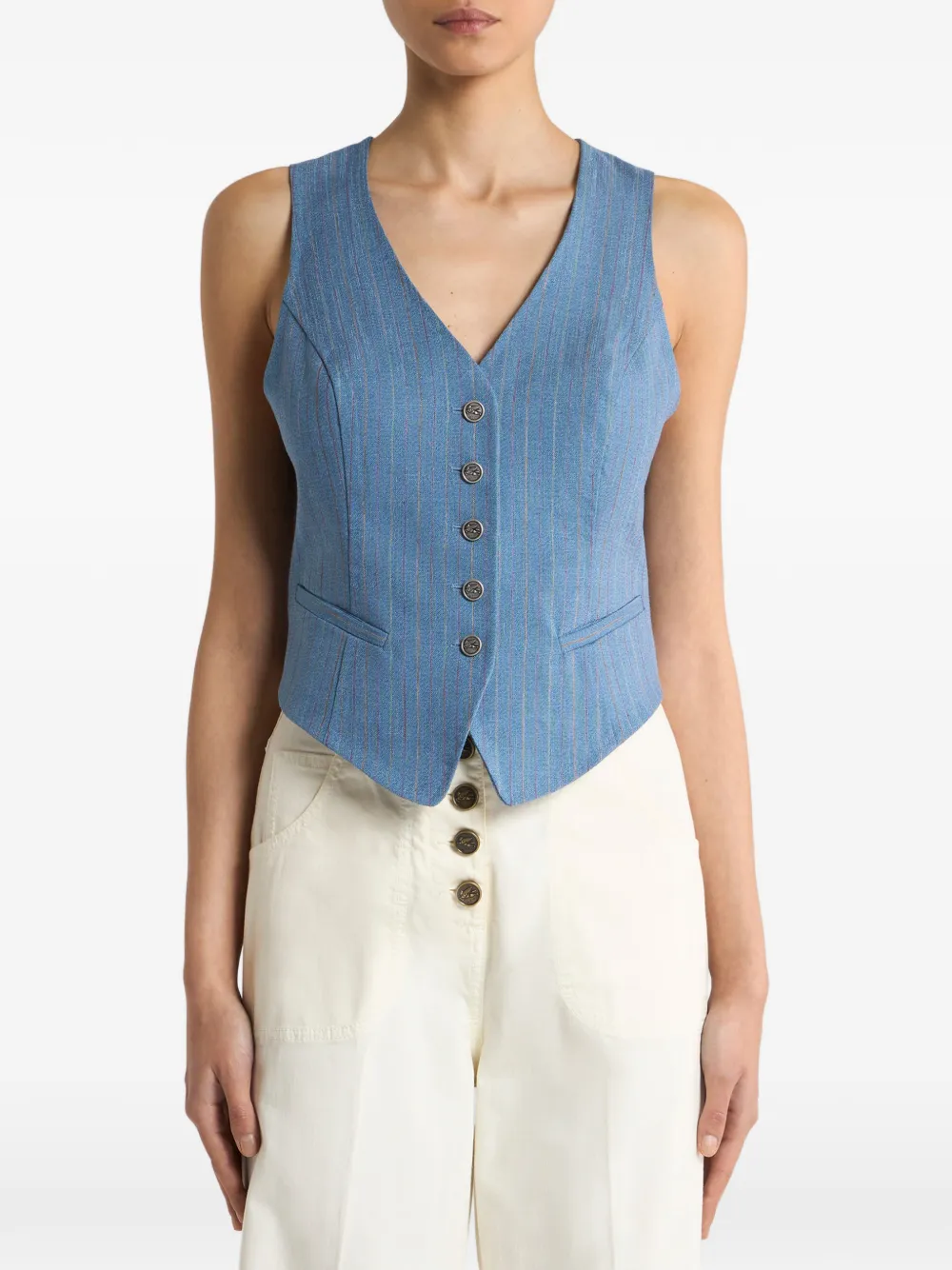 ETRO Gestreept gilet met knopen Blauw
