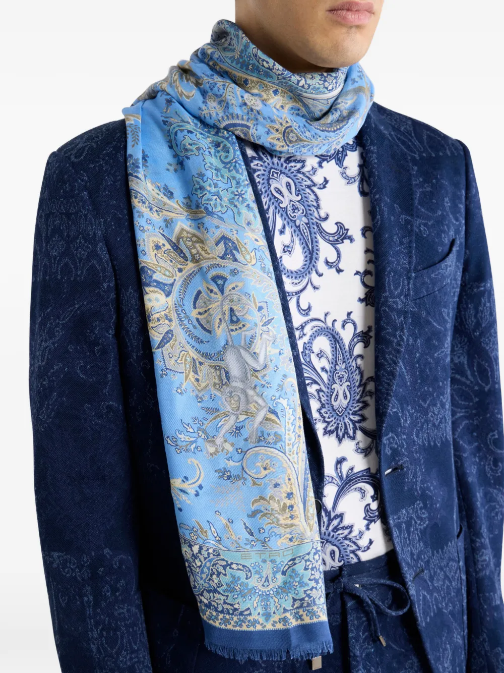  Etro Paisley-pattern Scarf - Blue 