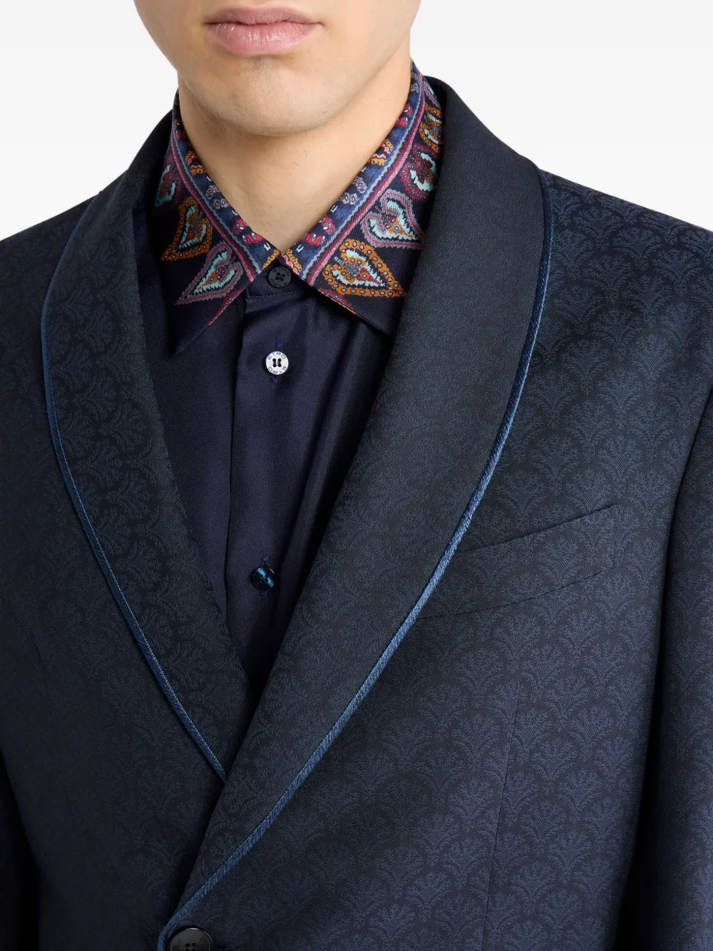 ETRO Blazer met sjaalkraag en jacquard Blauw