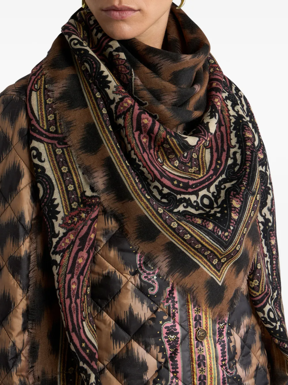 Etro Cashmere-blend Scarf In Brown