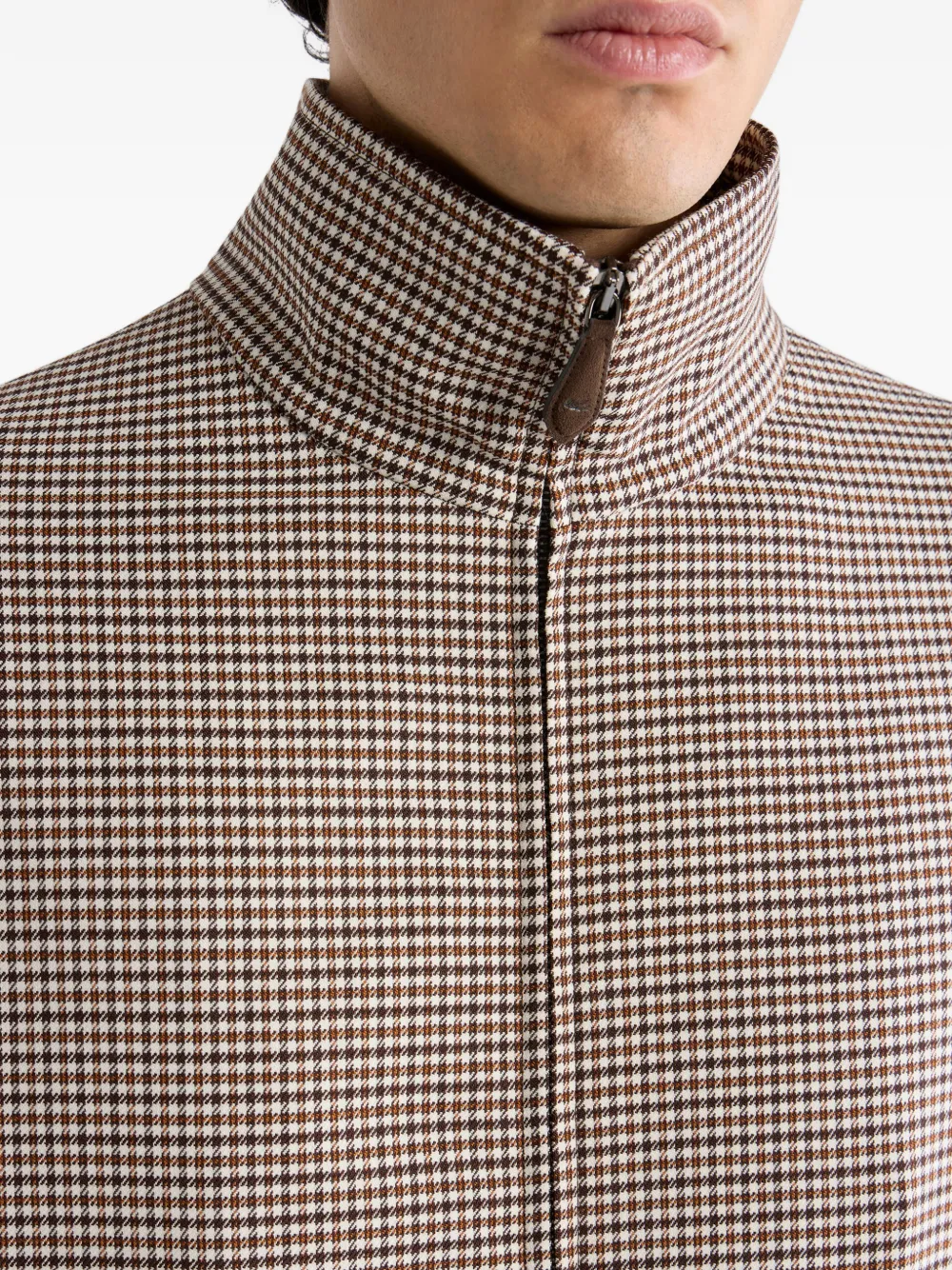 ETRO Geruit bomberjack met hoge hals Beige