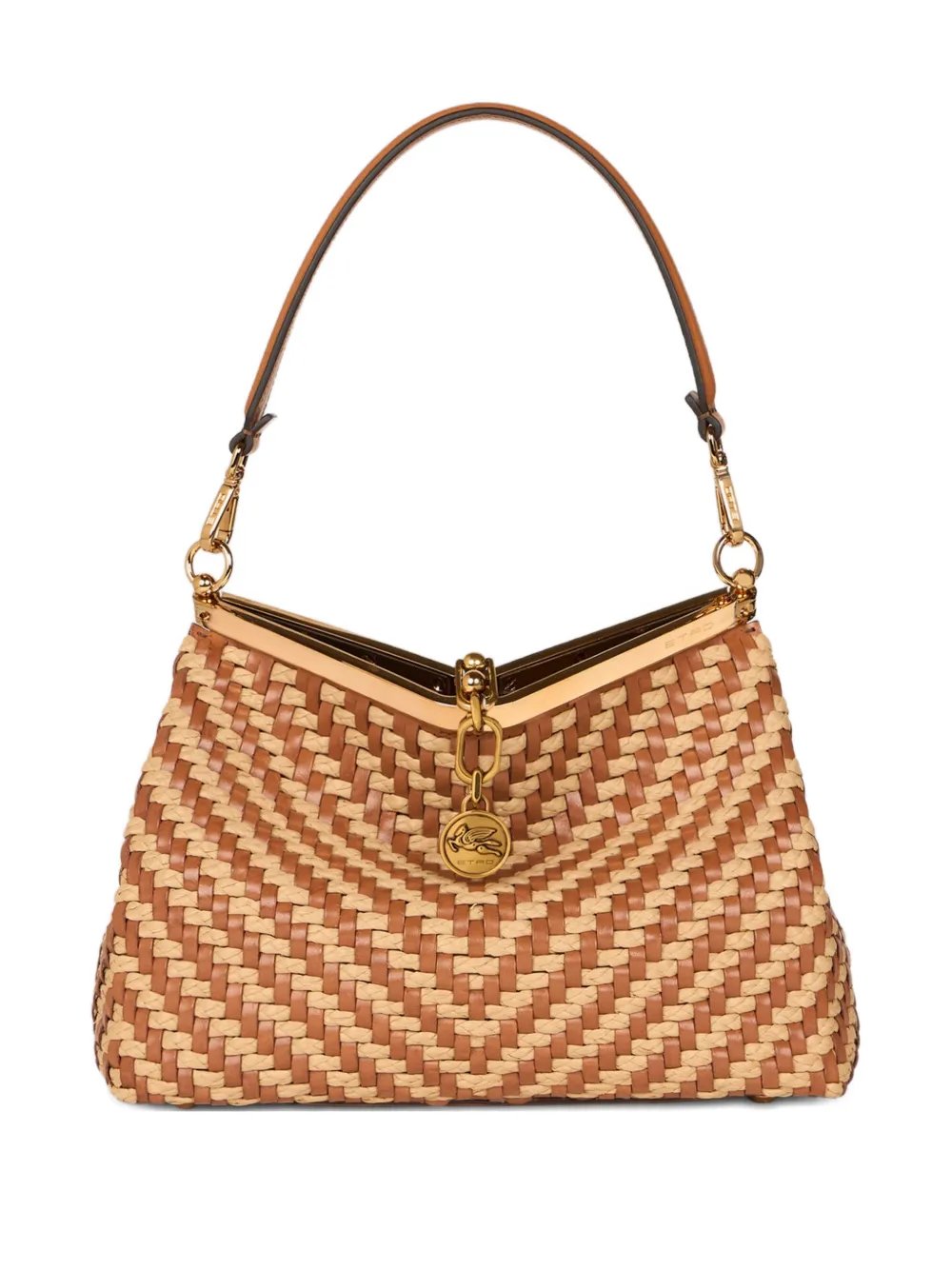 ETRO medium Vela woven-leather shoulder bag - Toni neutri