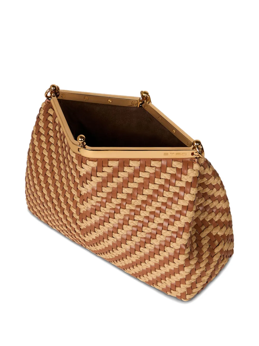 ETRO Vela medium geweven leren schoudertas Beige