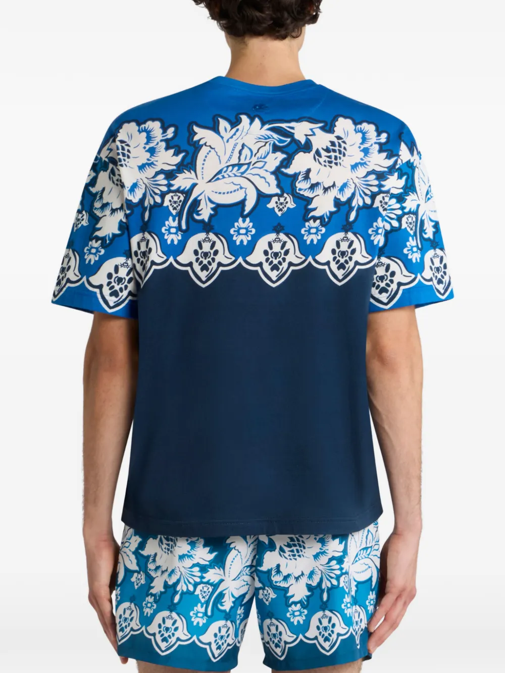 ETRO Katoenen T-shirt met bloemen-print Blauw