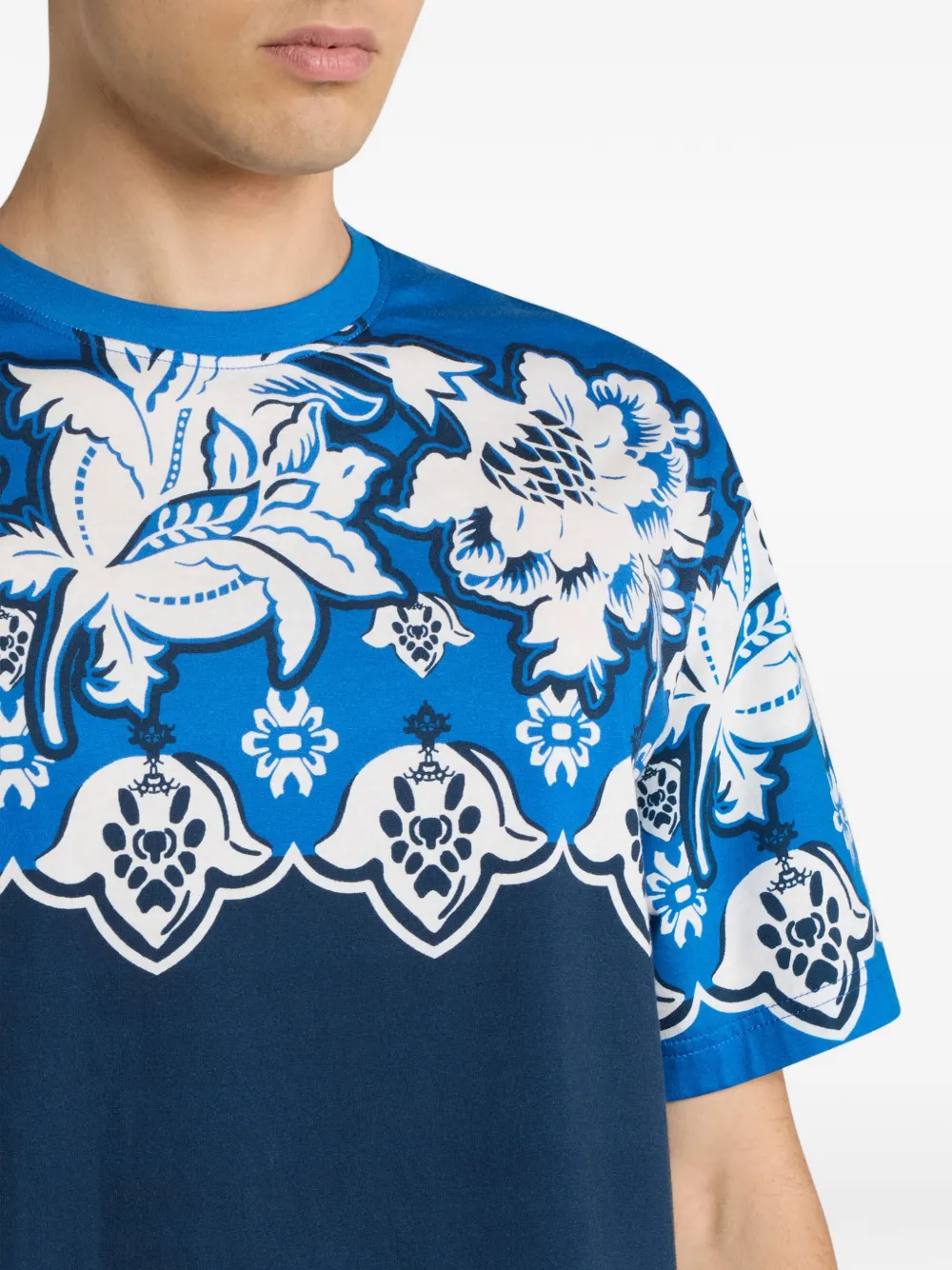 ETRO Katoenen T-shirt met bloemen-print Blauw