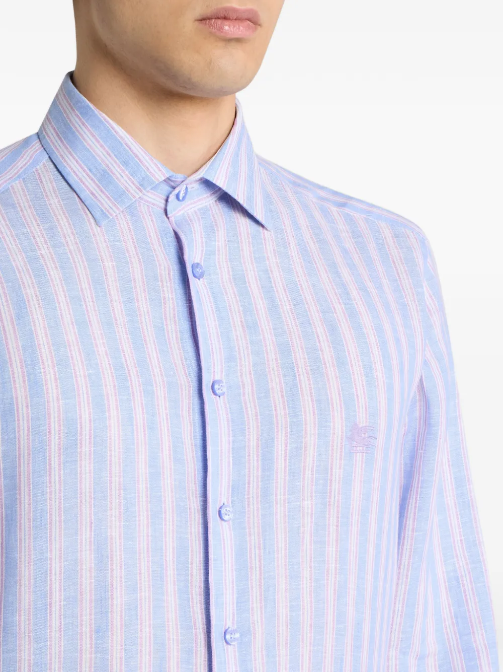 ETRO Gestreept linnen overhemd Blauw