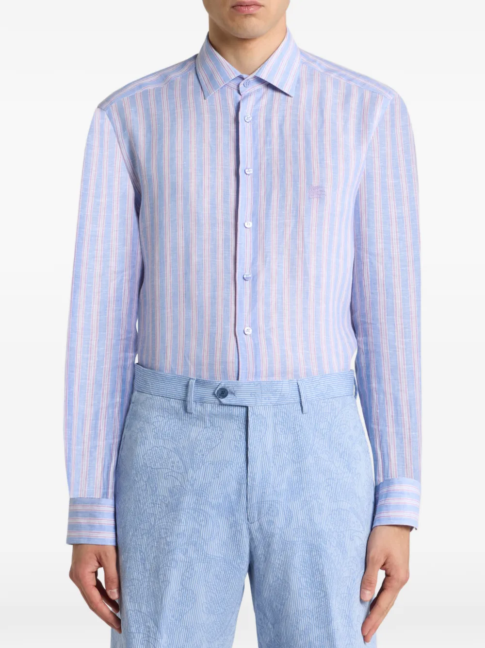 ETRO striped linen shirt - Blauw
