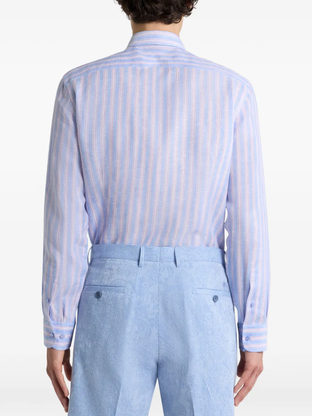 ETRO Gestreept linnen overhemd Blauw